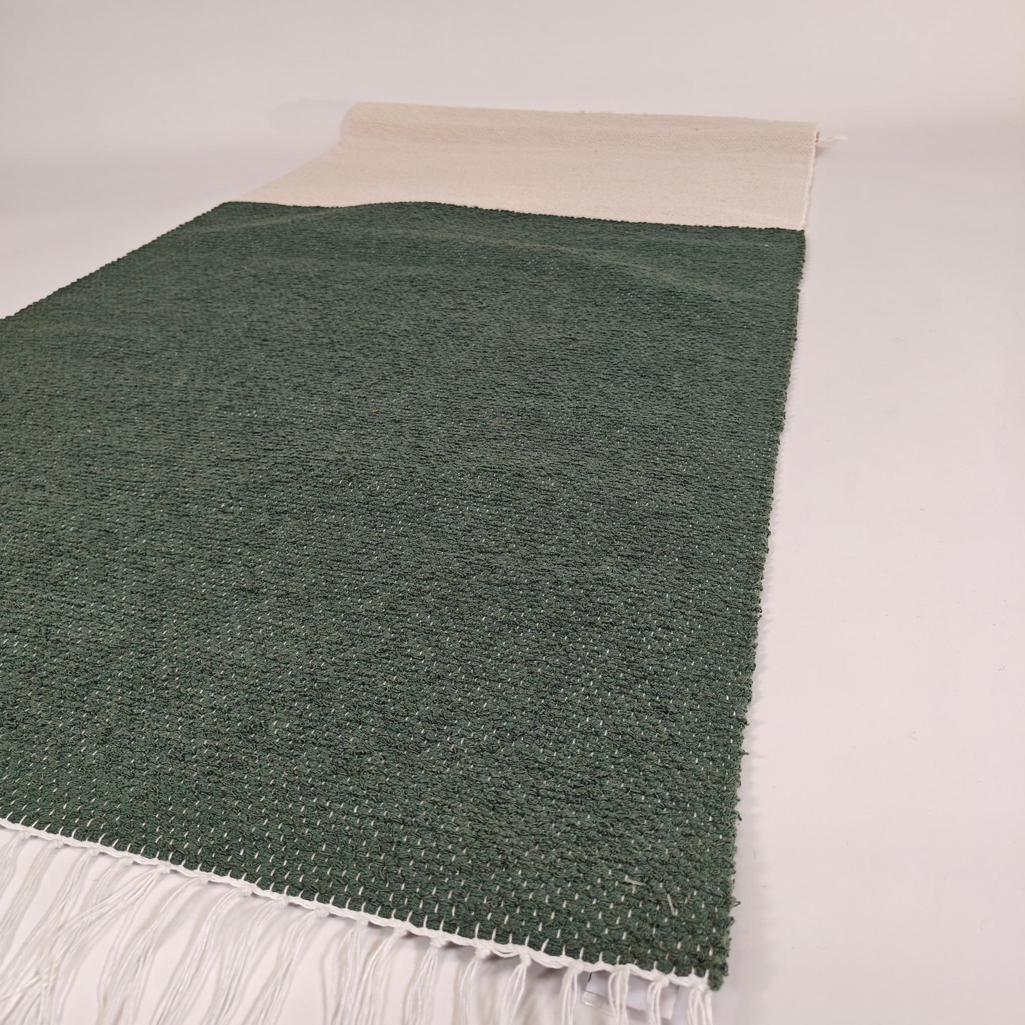 Modern domestic Cotton rug - green/white