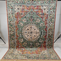 Royal palace viscose rug - green/terra